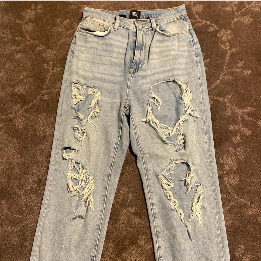 BDG Light Blue Distressed Mom Jeans